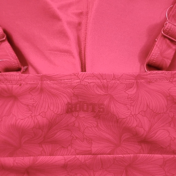 ROOTS Women's One Piece Pink Swimsuit  Floral Print High Neck High Back Sz 10 - Picture 5 of 16